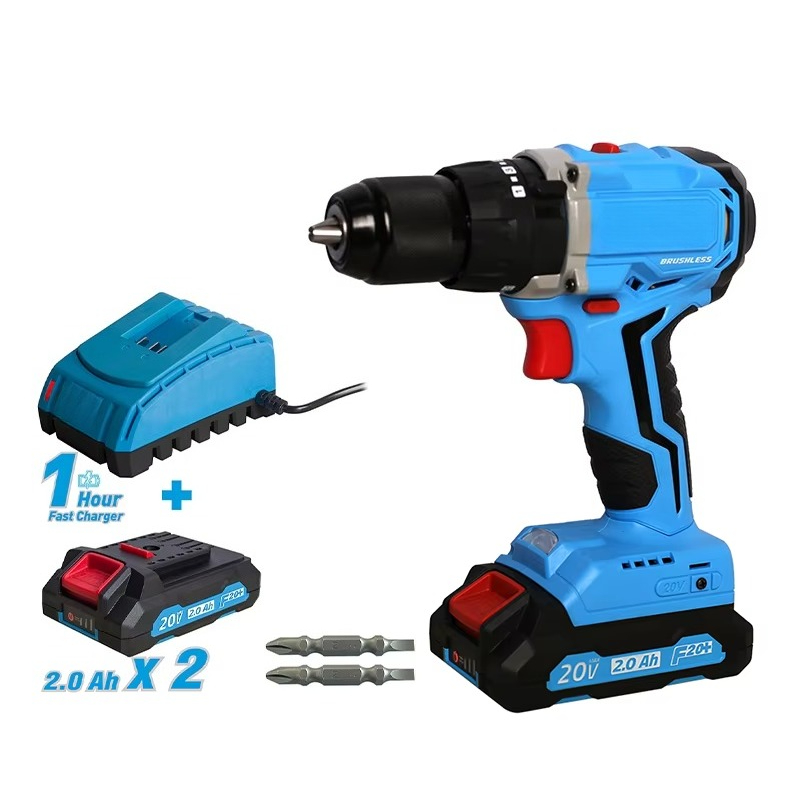 Power Tools Set - Zestaw elektronarzędzi: wiertarko-wkrętarka akumulatorowa 20V, bezszczotkowa,