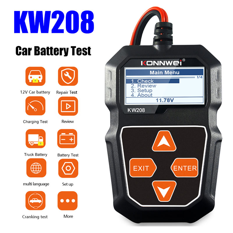 KONNWEI KW208 Tester akumulato – Power Tools English recenzja i cena